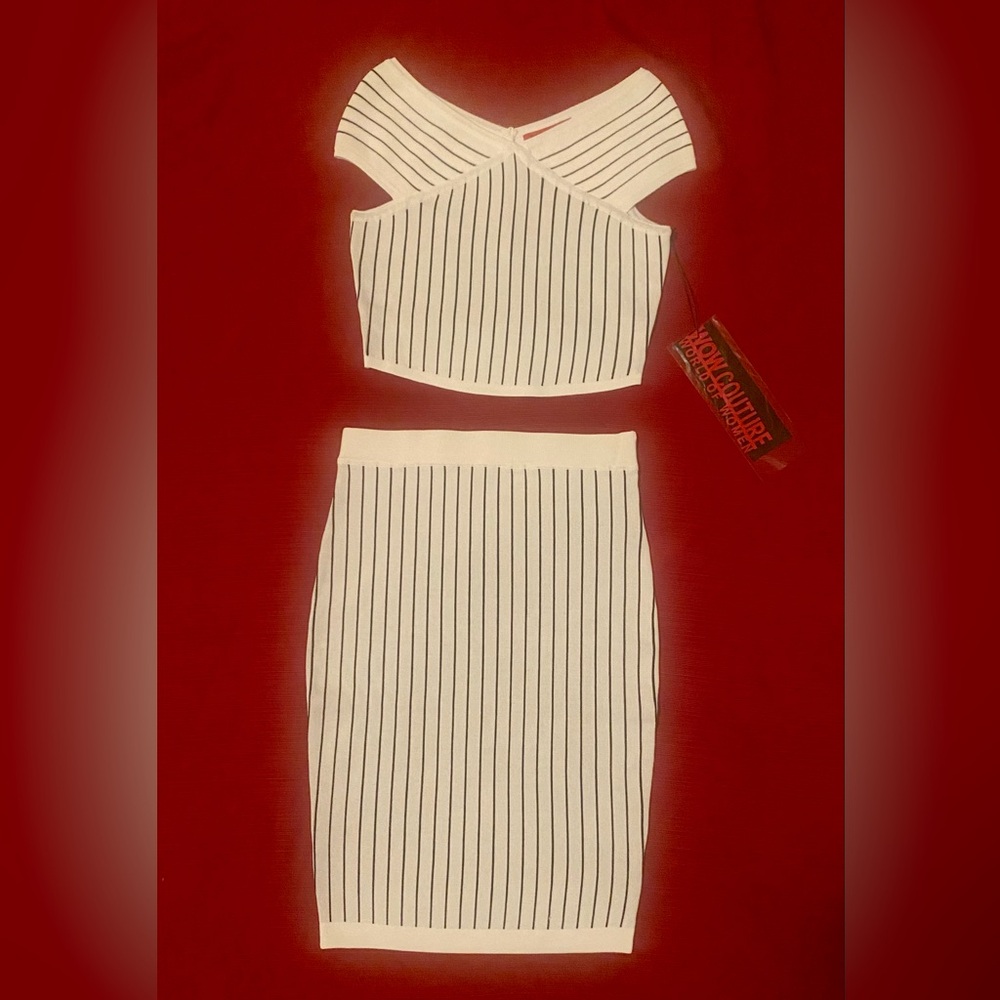WOW COUTURE Black & White Striped 2 pc. Knit Set